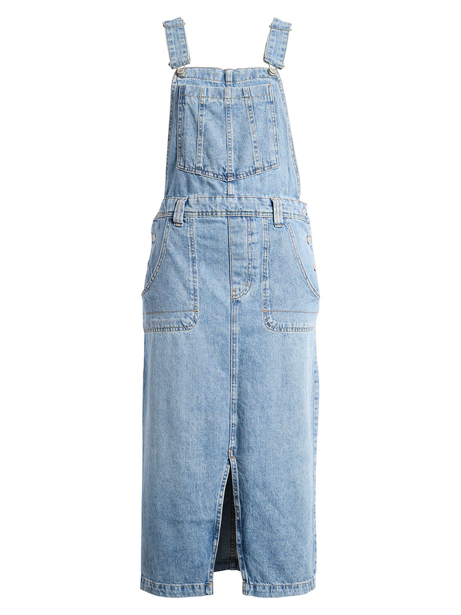 Daisy Denim Skirtall Front Slit Denim Overall Dress – Madepants