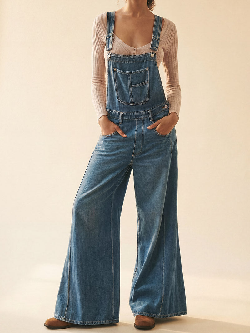 Wide-Leg Denim Overalls – Madepants