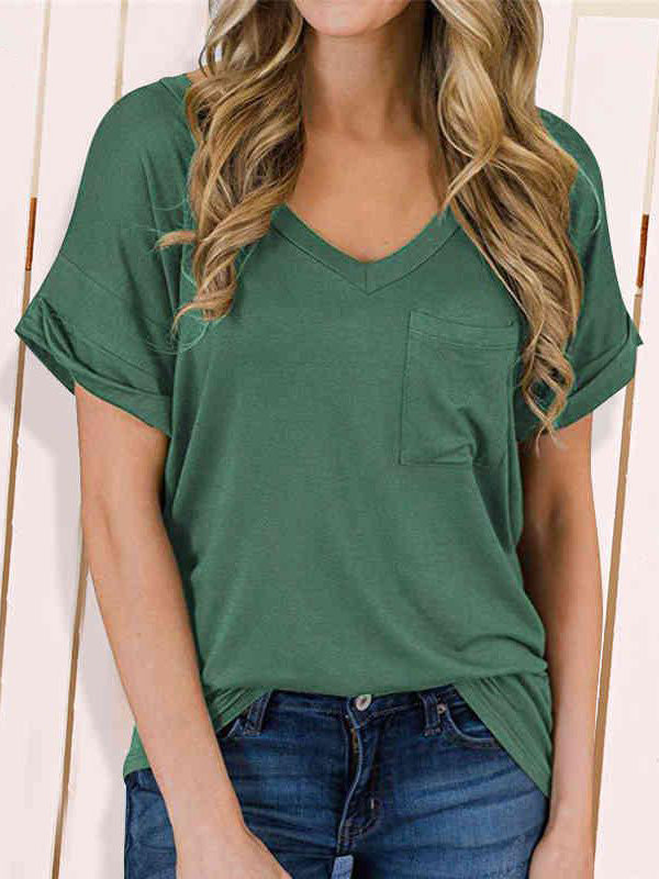 Even V Neck Short Sleeve Top T Shirt Beech