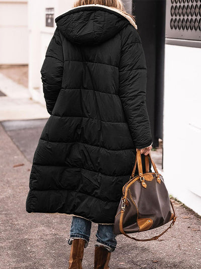 Manteau réversible en polaire pour femme Veste chaude à capuche et manches longues