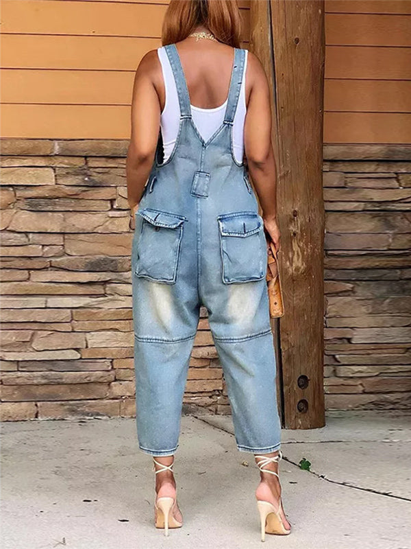 Salopette courte en jean pour femme