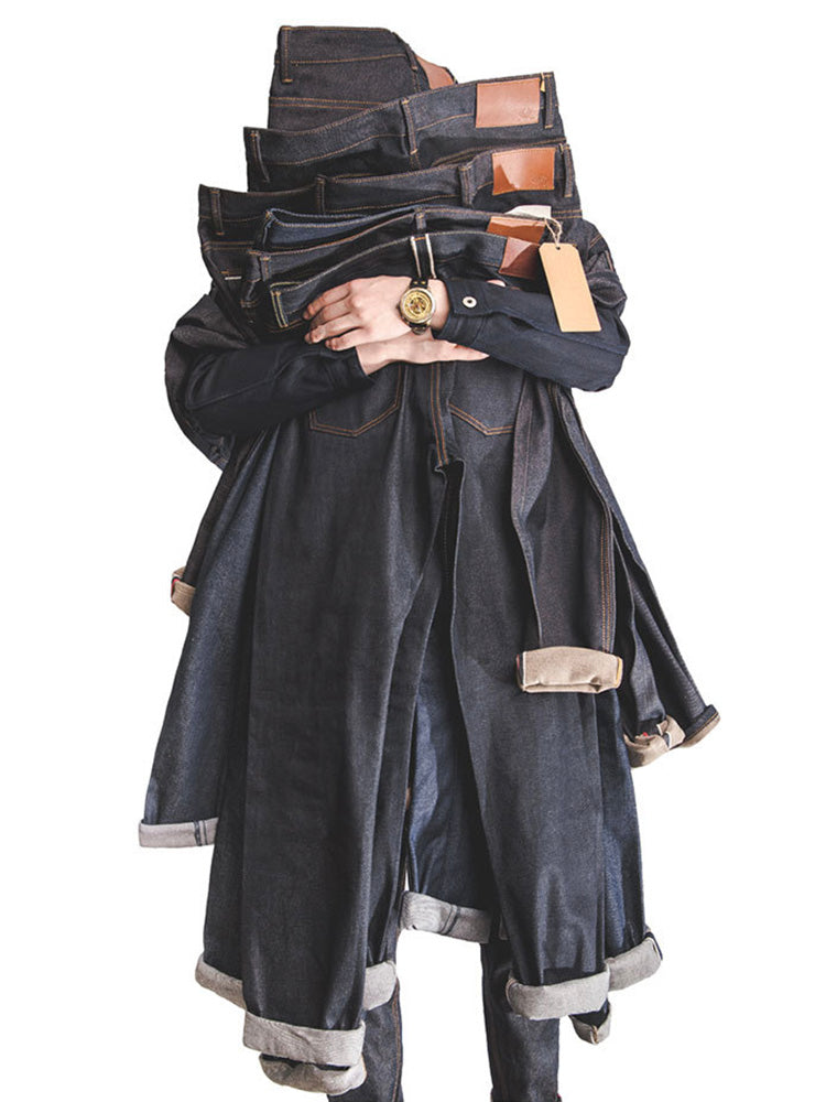 Vaqueros de mezclilla cruda estilo retro americano para hombre