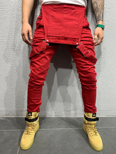 Salopette en jean coupe skinny avec poche à rabat pour homme