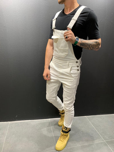 Salopette en jean coupe skinny avec poche à rabat pour homme