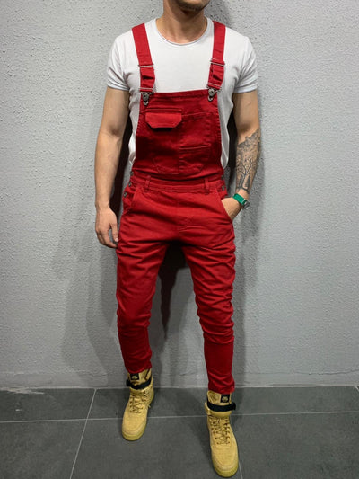 Salopette en jean coupe skinny avec poche à rabat pour homme