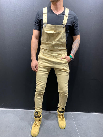 Salopette en jean coupe skinny avec poche à rabat pour homme