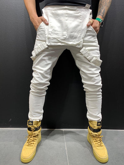 Salopette en jean coupe skinny avec poche à rabat pour homme