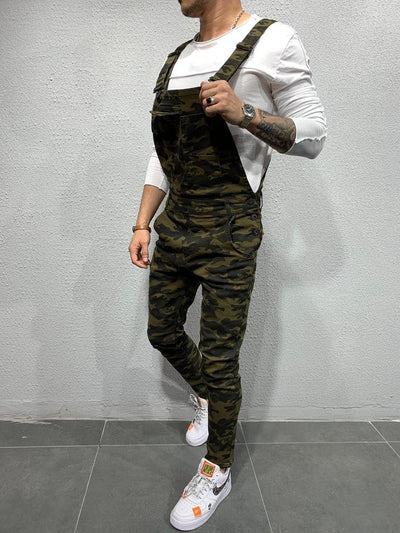 Salopette en jean coupe skinny avec poche à rabat pour homme