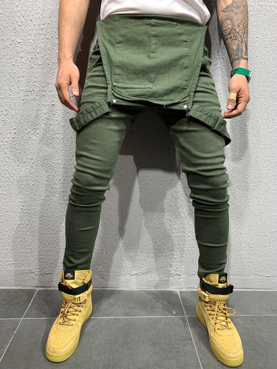 Salopette en jean coupe skinny avec poche à rabat pour homme