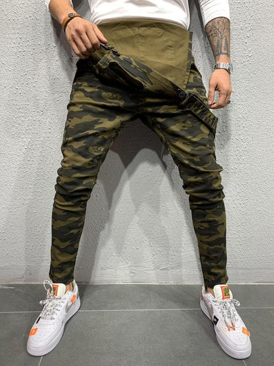 Salopette en jean coupe skinny avec poche à rabat pour homme