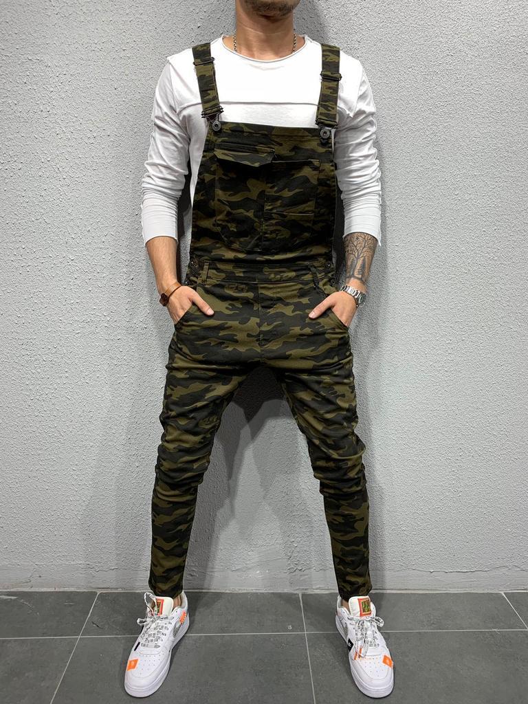 Salopette en jean coupe skinny avec poche à rabat pour homme