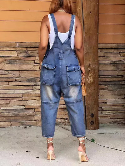 Salopette courte en jean pour femme