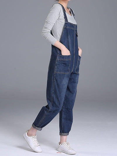 Salopette ample décontractée en denim pour femme