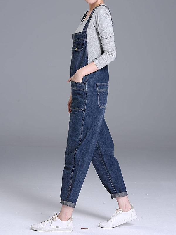 Salopette ample décontractée en denim pour femme