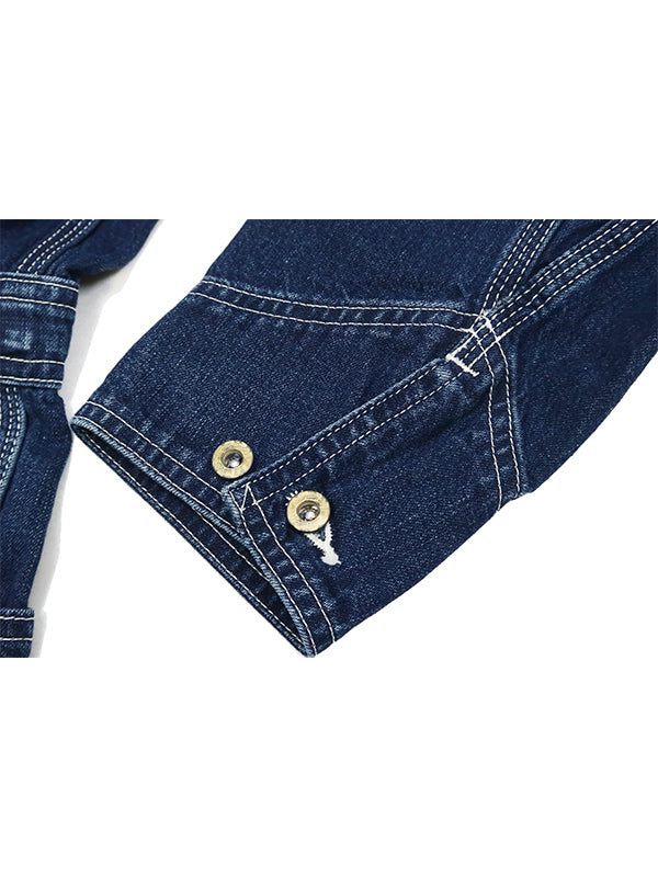 Men's Zipper Multi Pocket Long Sleeve Denim Coveralls