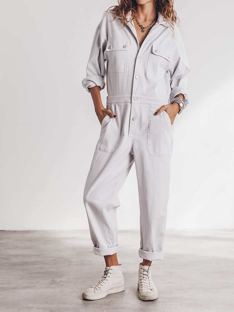 Women's Relaxed Fit Button Front Jumpsuit