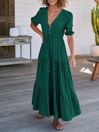 Robes longues bohèmes à taille avec cordon de serrage