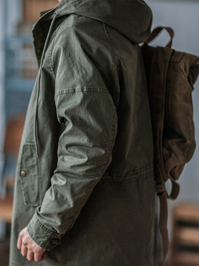 Men's Fishtail Hooded Parka Windproof Jacket