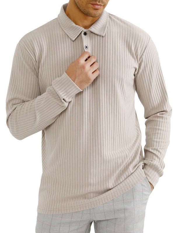 Polo clásico informal de manga larga para hombre