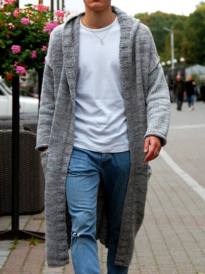 Hooded Long Knitted Sweater Cardigan