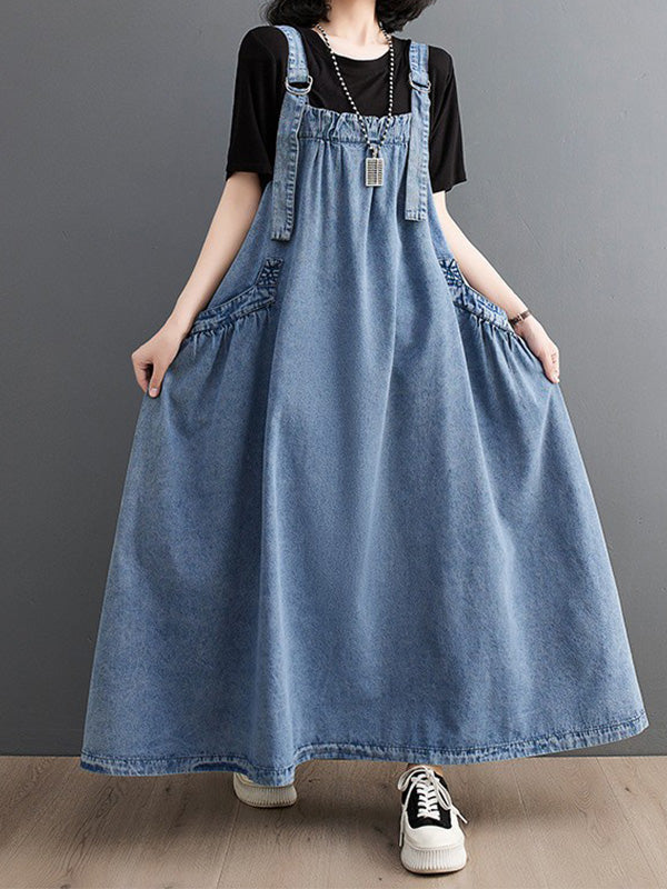 Women's Loose Fit Denim Overall Dress