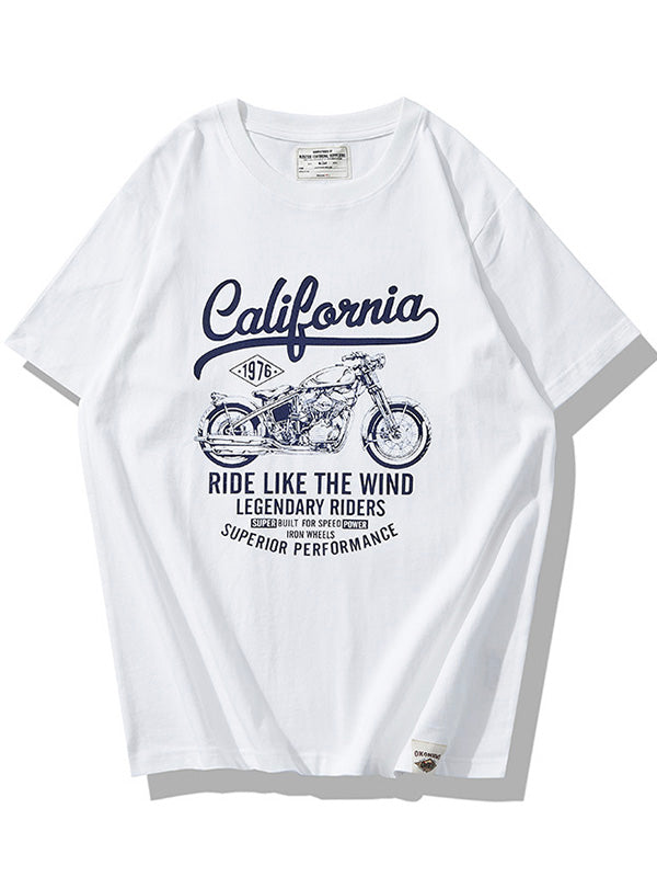 Camiseta clásica de hombre con estampado de motocicleta de inspiración vintage