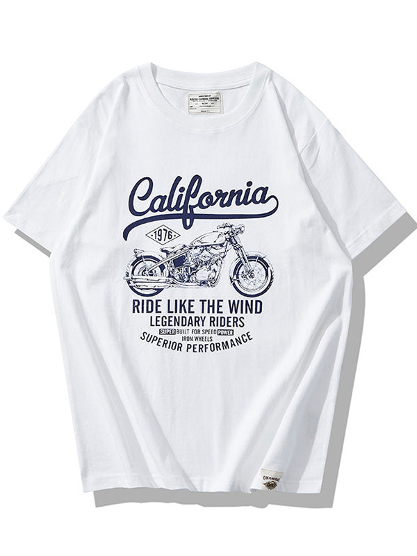 Camiseta clásica de hombre con estampado de motocicleta vintage