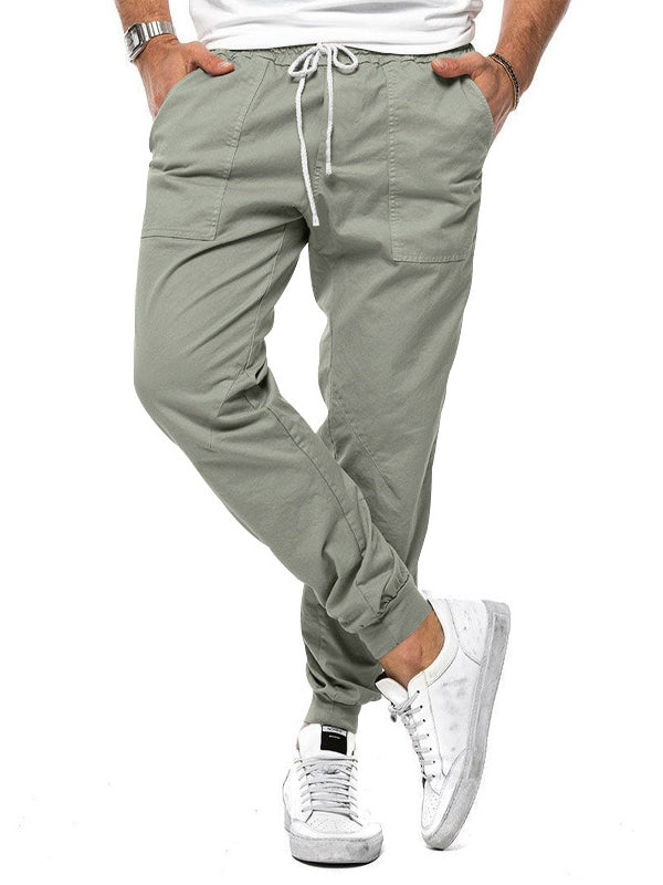 Pantalones de hombre 100 % lino con cordón