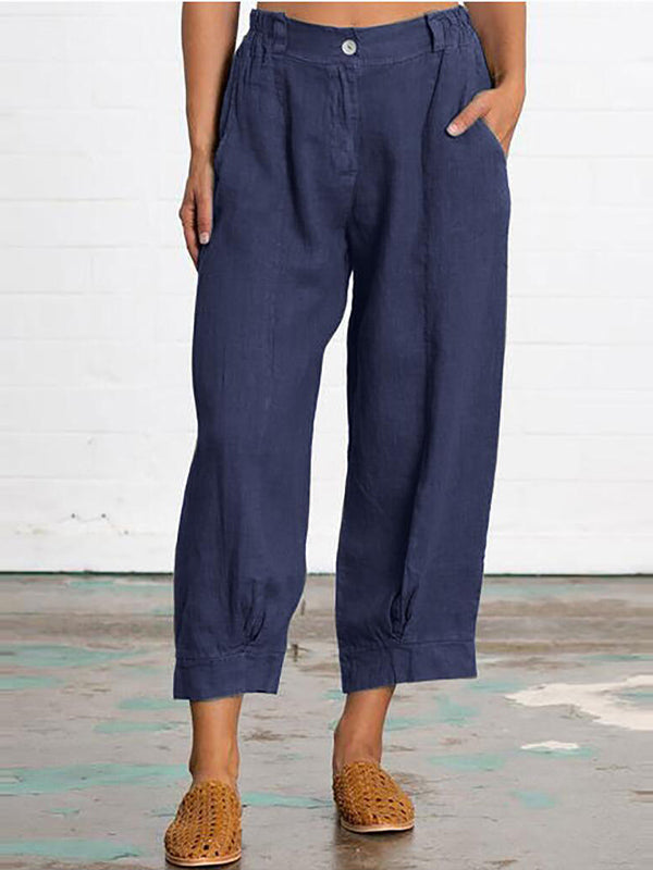 Solid Color Loose Casual Crop Pants