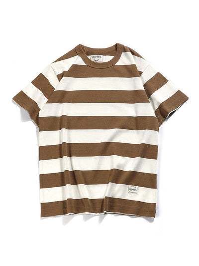 Camiseta de cuello redondo a rayas para hombre