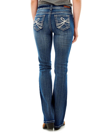 Mid-Rise Embroidered Curvy Bootcut Jeans