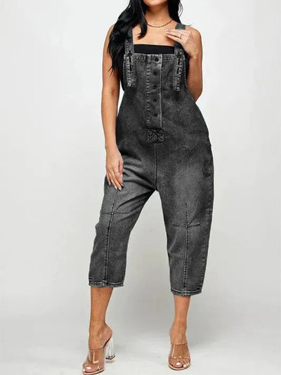 Salopette courte en jean pour femme