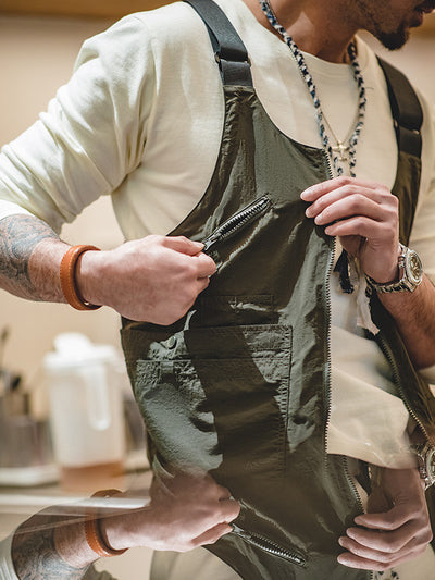 Chaleco multibolsillos sin mangas de Madden Tooling, bolso satchel, chaqueta de doble uso
