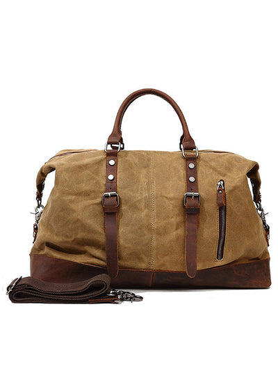Classic Vintage Waxed Canvas Leather Holdall Bag