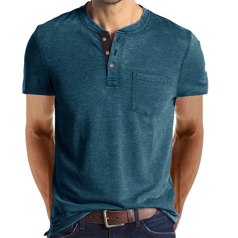Camiseta de manga corta de color liso para hombre 