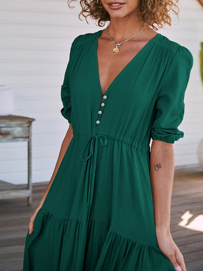 Robes longues bohèmes à taille avec cordon de serrage