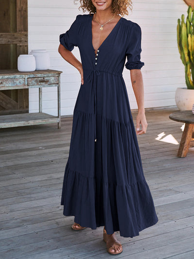 Robes longues bohèmes à taille avec cordon de serrage