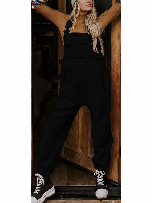 Women's Fleece Thermal Overalls With Zippered Pockets – Madepants