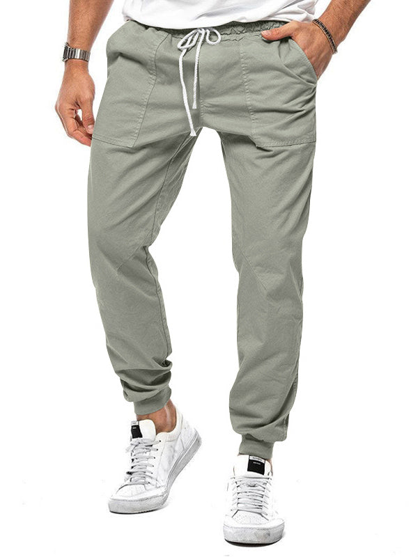 Pantalones de hombre 100 % lino con cordón