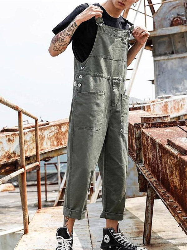 Unisex Vintage-Inspired Casual Pocket Overalls