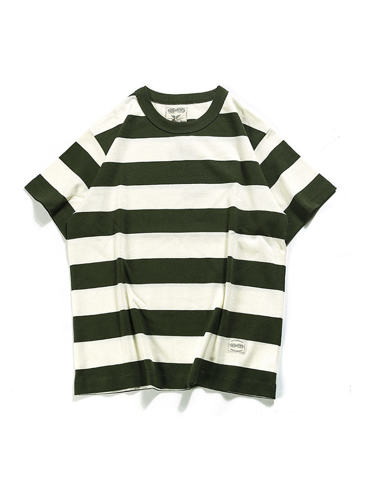 Camiseta de cuello redondo a rayas para hombre
