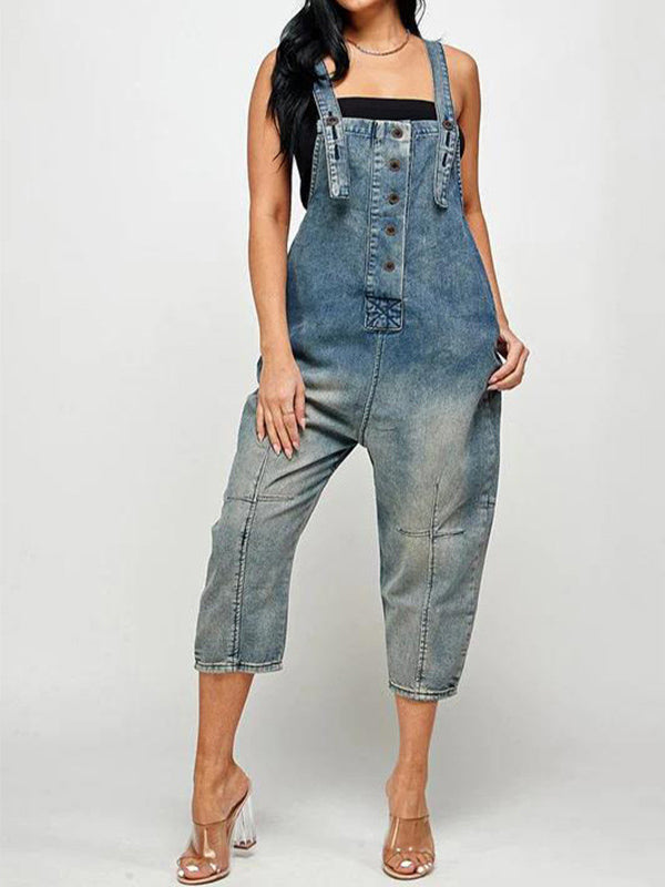 Salopette courte en jean pour femme