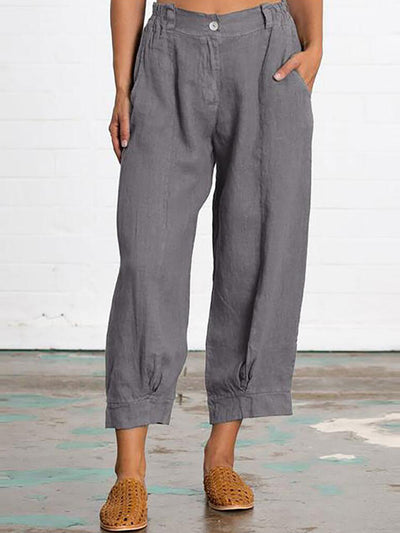 Solid Color Loose Casual Crop Pants