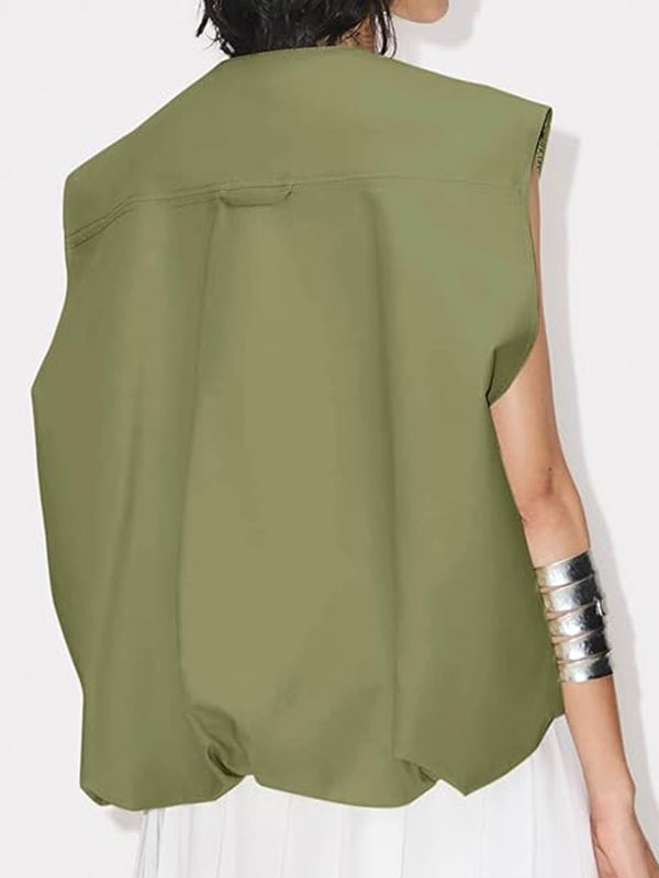 Gilet décontracté à fermeture éclair pour femme Vestes cargo surdimensionnées