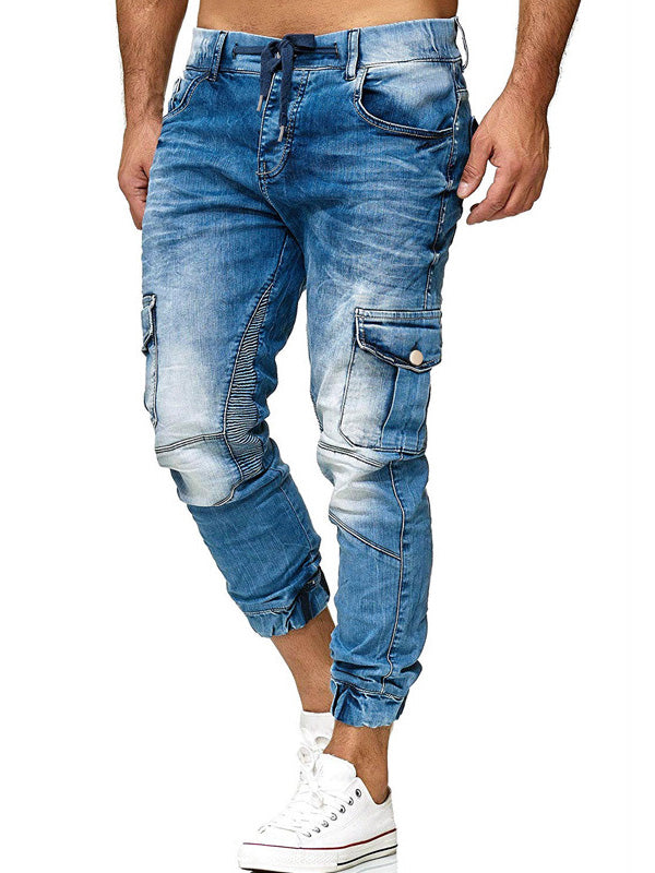 Men's Drawstring Washed Cozy Cargo Jeans