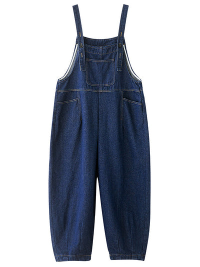 Salopette ample en jean à poches multiples pour femme