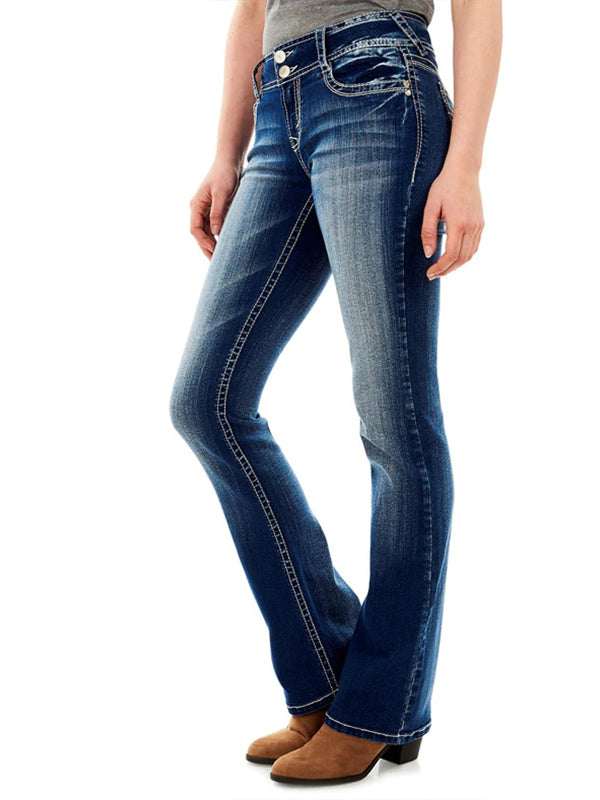 Mid-Rise Embroidered Curvy Bootcut Jeans