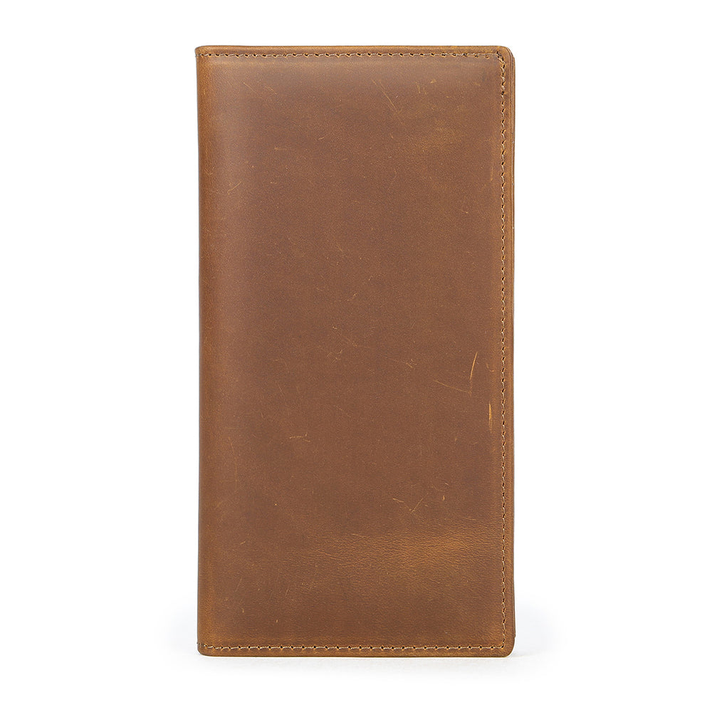Men's Vintage-Inspired Crazy Horse Leather Long Wallet