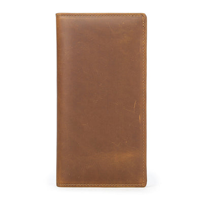 Men's Vintage-Inspired Crazy Horse Leather Long Wallet