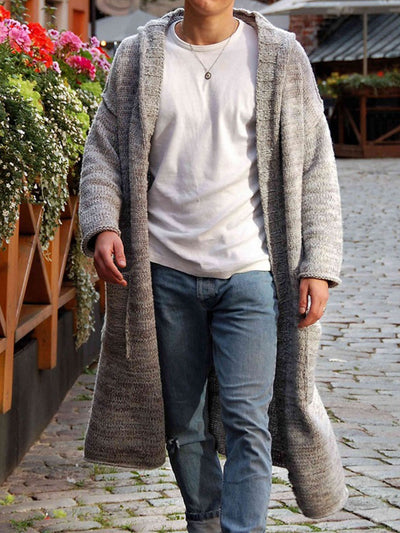 Hooded Long Knitted Sweater Cardigan